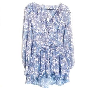 For Love and Lemons, periwinkle, paisley, mini, Chiffon dress, size XS